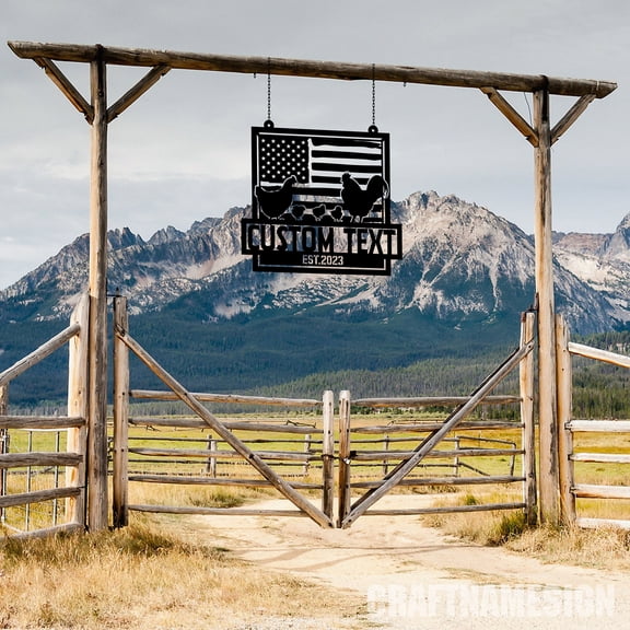 Craftnamesign Custom Outdoor Chicken Farm Metal Sign, Metal Name Sign Outdoor, Farm Animals Sign