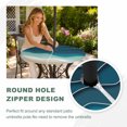 thumbnail image 4 of Round Outdoor Tablecloth with Umbrella Hole and Zipper, Blue Waves Tablecloth with Elastic Waterproof, Rustic Abstract Beach Ombre Stripes Art Patio Table Covers for 45" - 54" Picnic Pool Tables, 4 of 9