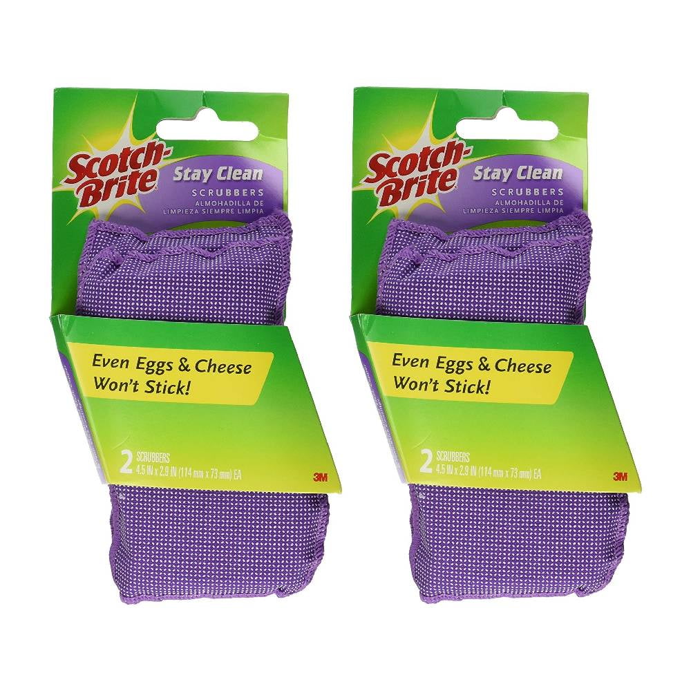 3M ScotchBrite Stay Clean Scrubbers Easy Hold Non Stick Scratch Sponge