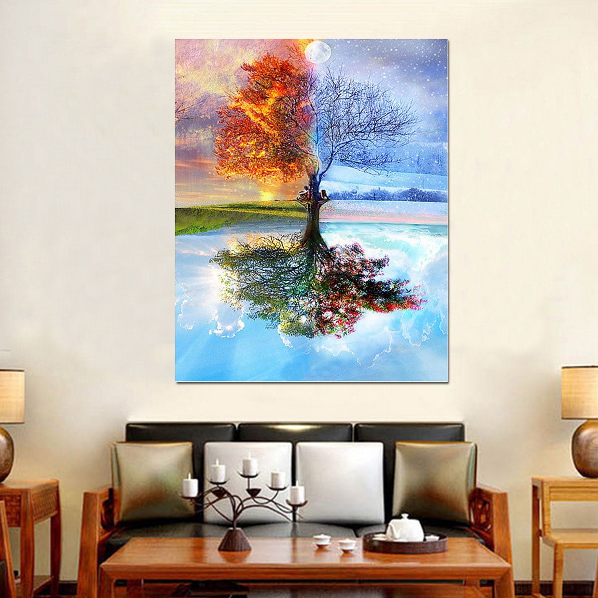 City Own Picture for Home Decor Scenery Painting by Numbers Night Picture with Frame DIY Landscape Painting by Canvas with Unique Design Best Gift
