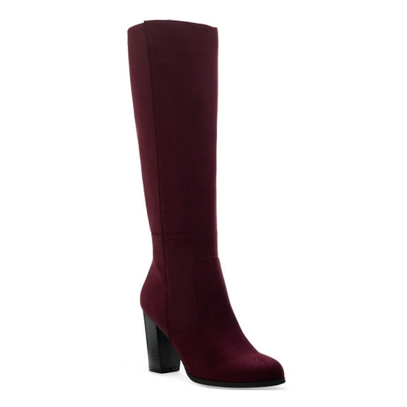 STYLE & COMPANY Womens Burgundy Comfort Stretch Breathable Slip Resistant Addyy Round Toe Block Heel Zip-Up Dress Boots Shoes 5.5 M