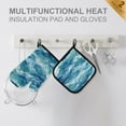 thumbnail image 4 of Yayeee Oven Mitts and Pot Holder Set of 2 Heat Resistant Kitchen Gloves Baking Hot Pad, Green Watercolor Ocean Waves, 4 of 5