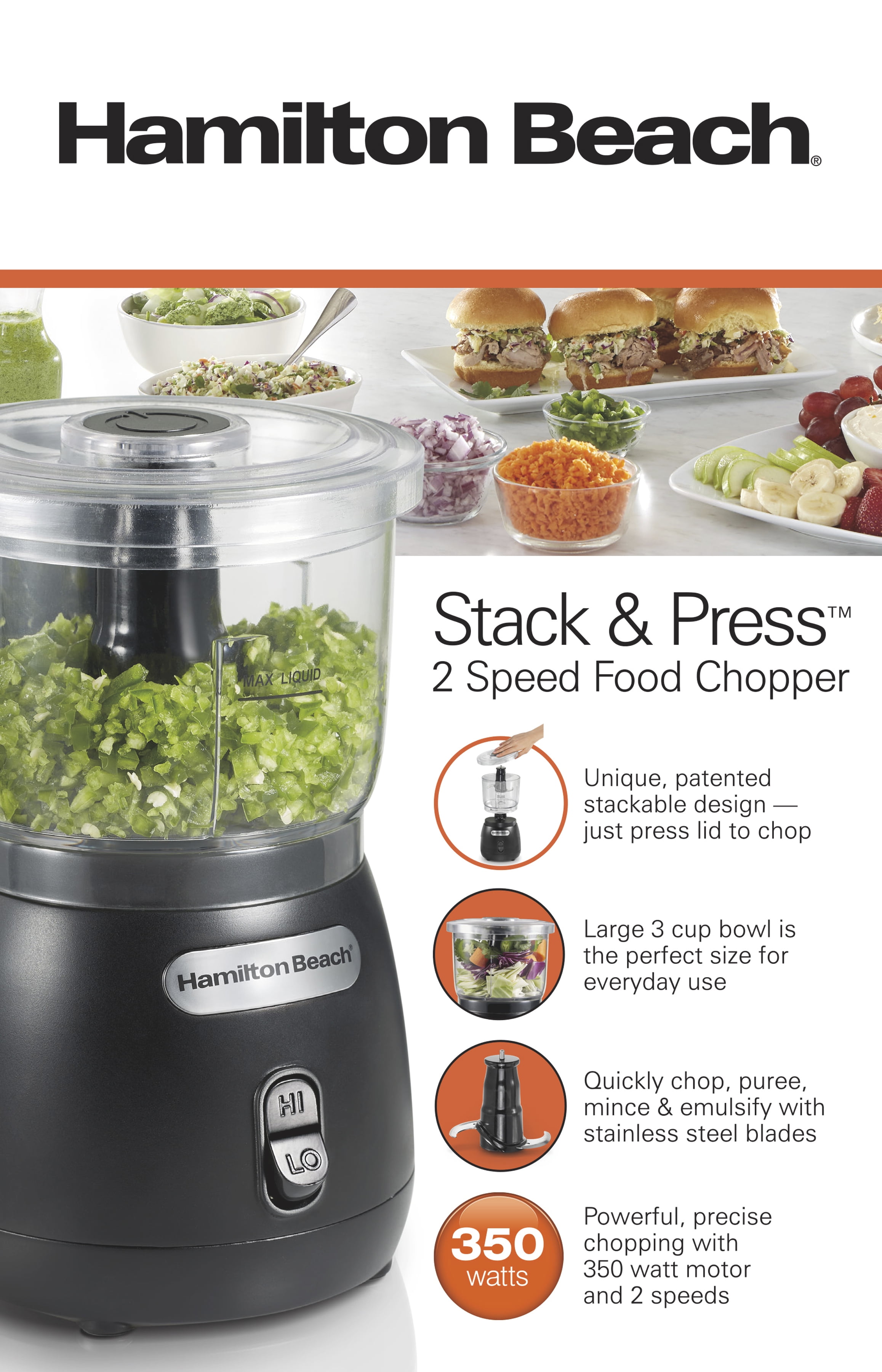 Hamilton Beach Food Chopper, 2 Speed, 3 Cup Capacity, BPA