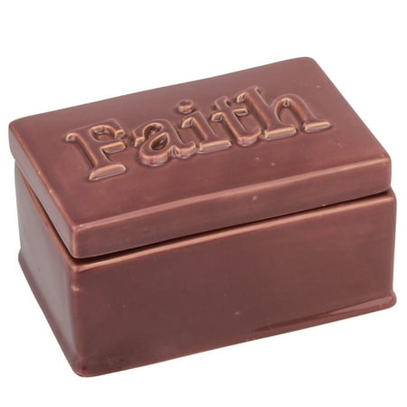Stonebriar Collection Small Marsala Ceramic FAITH Trinket Box