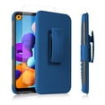 thumbnail image 3 of Compatible for Samsung Galaxy A21 Case with Tempered Glass Screen Protector Belt Clip Holster Defender Rugged Shock Proof Armor Heavy Protection Phone Cover w/ Magnetic Mount Plate [Blue], 3 of 8