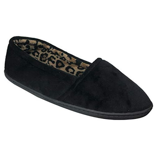 Dearfoams Dearfoams Women's Velour Closed Back Slippers, Black, Large