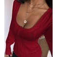 thumbnail image 4 of Women'S Boat Neck Cable Knit Sweater, Long Sleeve Off Shoulder Ribbed Slim Fit Pullover Tops Cute Fall Outfits Red M, 4 of 9