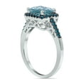 thumbnail image 3 of SZUL Women's 2 1/2 Carat Emerald Cut Aquamarine and 1/3 CTW Blue Diamond Ring in 10K White Gold, 3 of 6