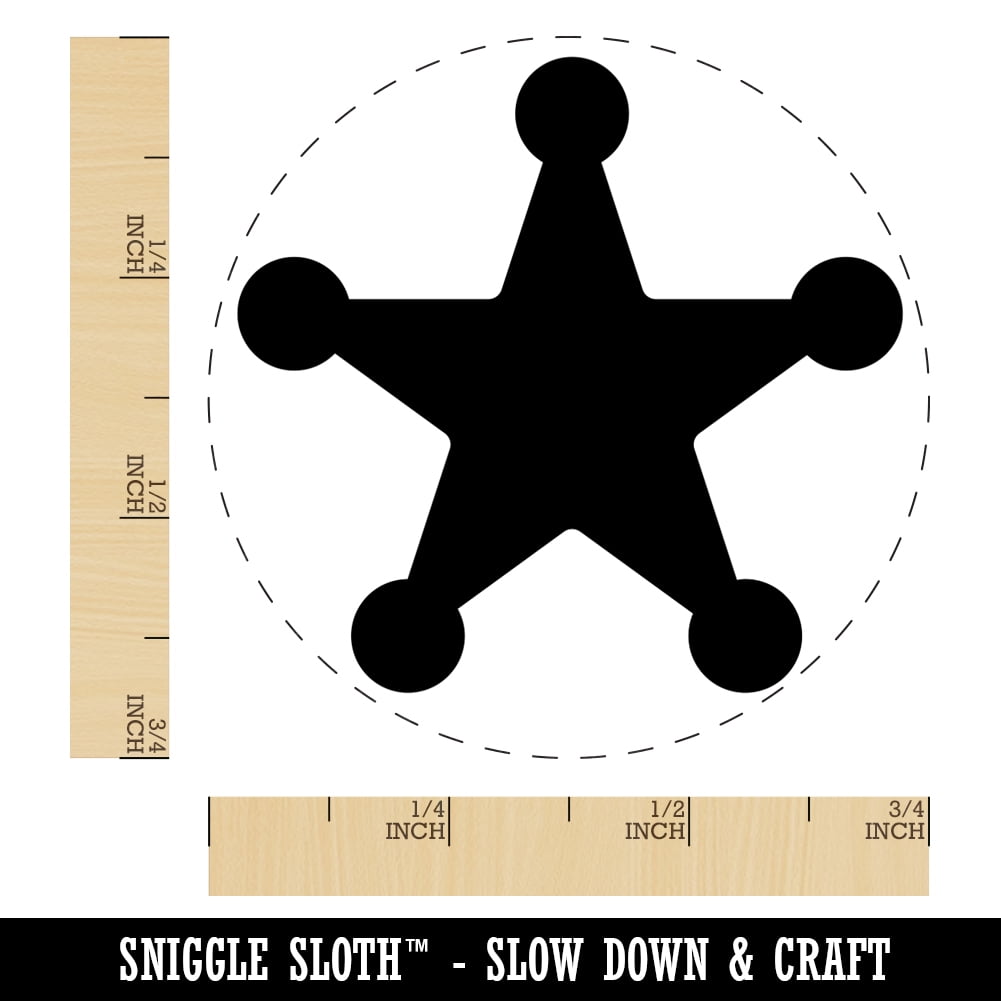 Cowboy Sheriff Badge Star Self-Inking Rubber Stamp Ink Stamper - Fuchsia Ink - Small 3/4 Inch