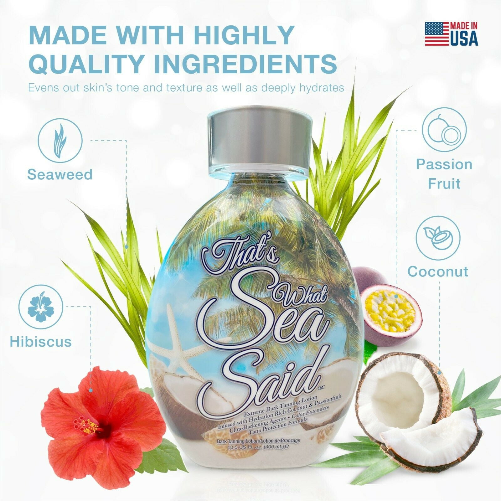 That's What Sea Said Coconut Tanning Bed Lotion Accelerator Indoor & Outdoor NEW