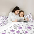 thumbnail image 5 of Manfei Chic Flowers 3 Pieces Queen Comforter Set for Teens Boys Girls,Grey Purple Ultra Soft Bedding Sets,Spring Graden Bedding Comforter Set,Luxury Bedroom Decor, 5 of 8