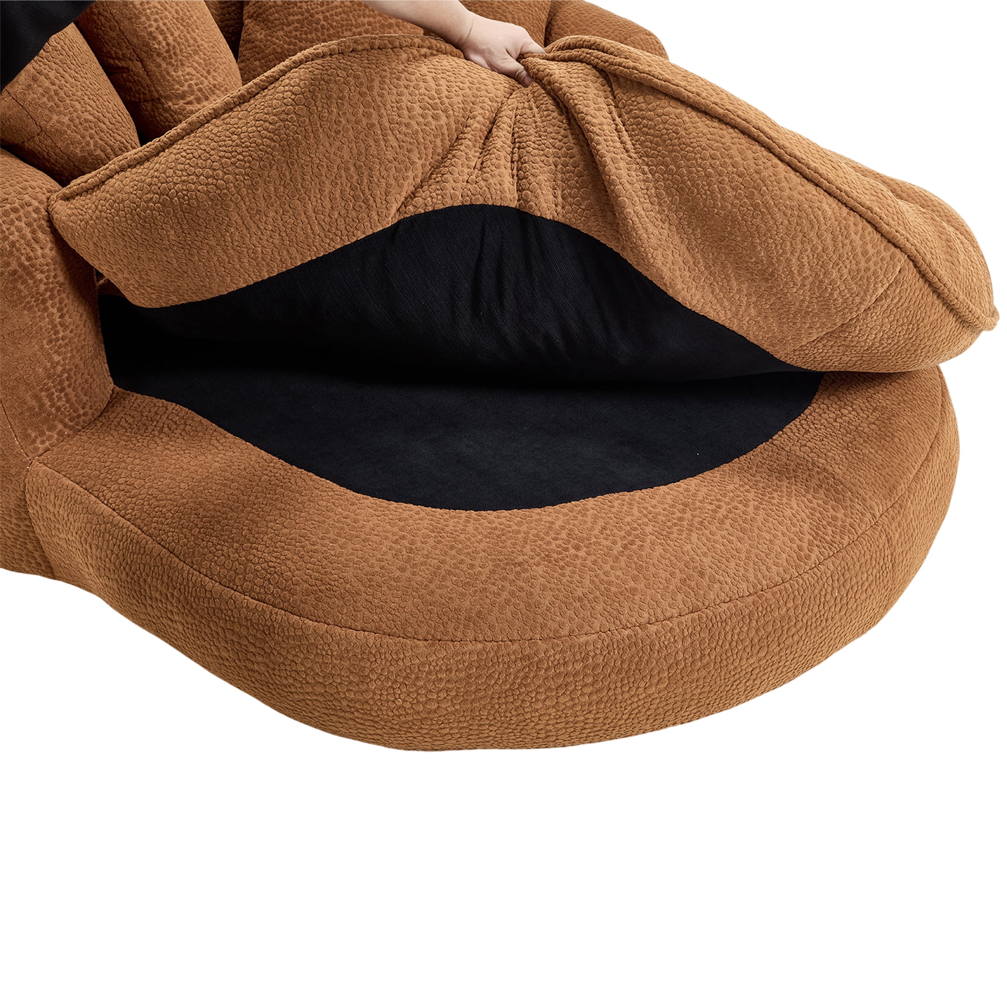 Aukfa Oversized Bean Bag Sofa, 59.84" Deep Sleeper Chaise with 5 Pillows, Chenille, Orange