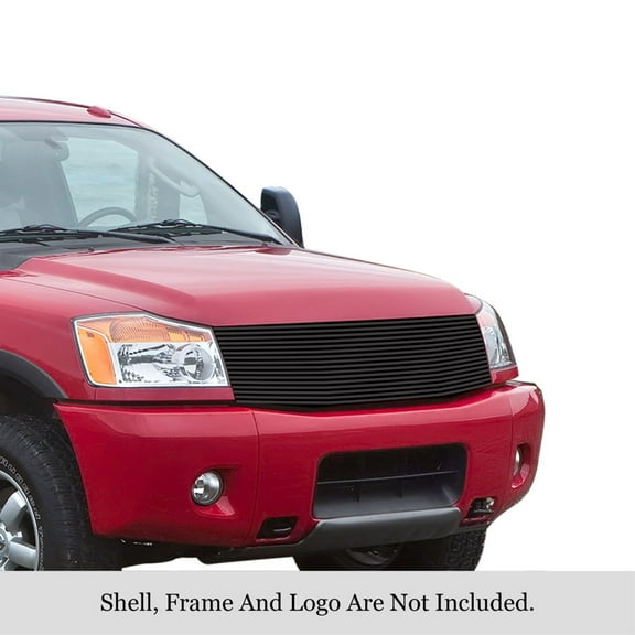 2004-2007 Nissan Armada /2004-2015 Nissan Titan Stainless Steel Black Powder Coated Finish 8X6 Horizontal Billet Black Stainless Steel Billet Grille