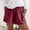 Wine, variant on Sakmal Comfy Womens Shorts Blue Cotton Linen Mid Rise 3 Inch Inseam Solid Shorts with Pockets