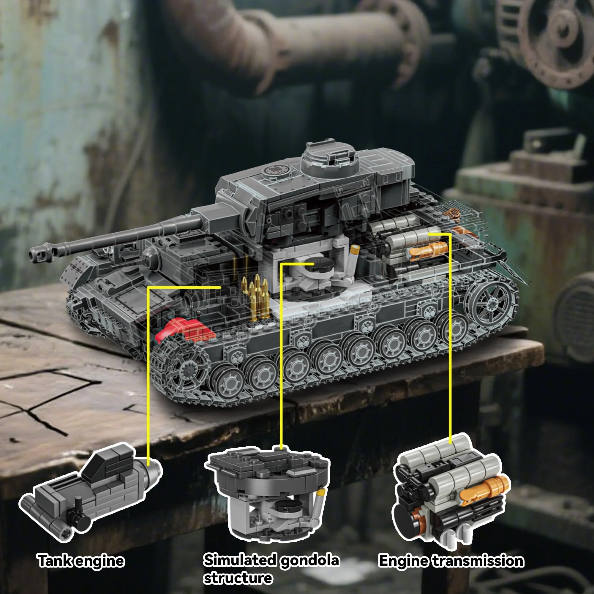GZBrick PZ.KPFW.IV AUSF.F2 Tank Building Sets WW2 Military Toy for Adults Boy Compatible with Lego 1419PCS
