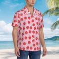 thumbnail image 3 of Balery Hand Drawn Strawberry Camisas hawaianas de manga corta para hombre, camisas playeras de corte holgado, camisas de vacaciones con botones,Medium, 3 of 7