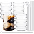 thumbnail image 1 of Juego de vasos de vidrio Tessco Vintage Drinking de 400 ml con 4 pajitas, 1 of 7