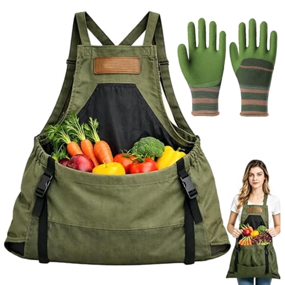 Apron – Gardening Apron with Internal Bag, Lightweight Fruit Picking Outfit for Garden Work and Casual Outdoor Use (Green)
