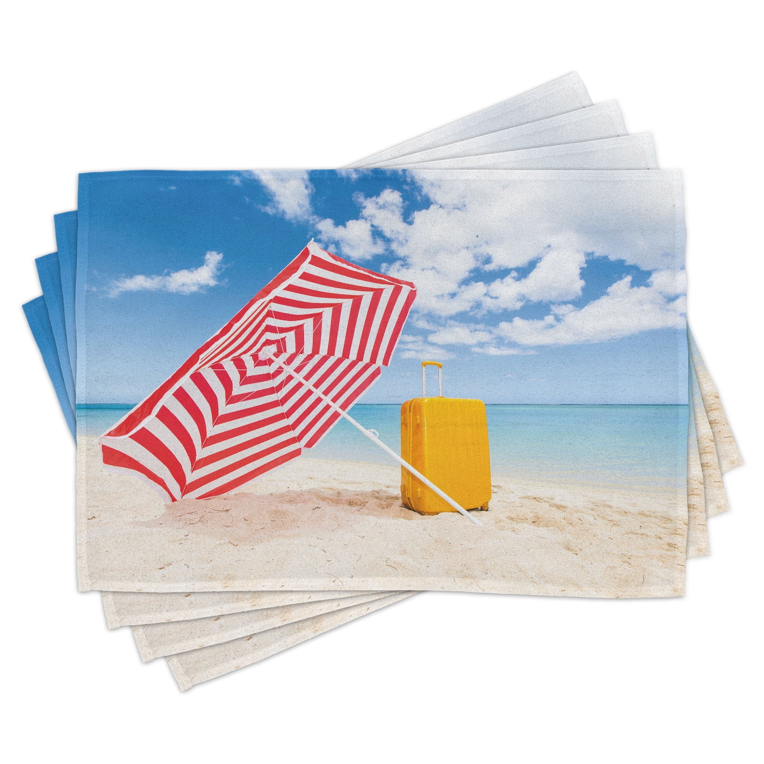 Ambesonne Yellow and Blue Place Mats Set of 4, Windy Shore, Standard ...
