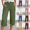 thumbnail image 2 of ShiShine Capris Pants for Women Casual Drawstring Elastic High Waist Wide Leg Lounge Capris, 2 of 4
