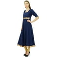 thumbnail image 2 of Bimba Women's Anarkali Kurti With Golden Border Dress Indian Clothing Ladies Kurta, 2 of 5