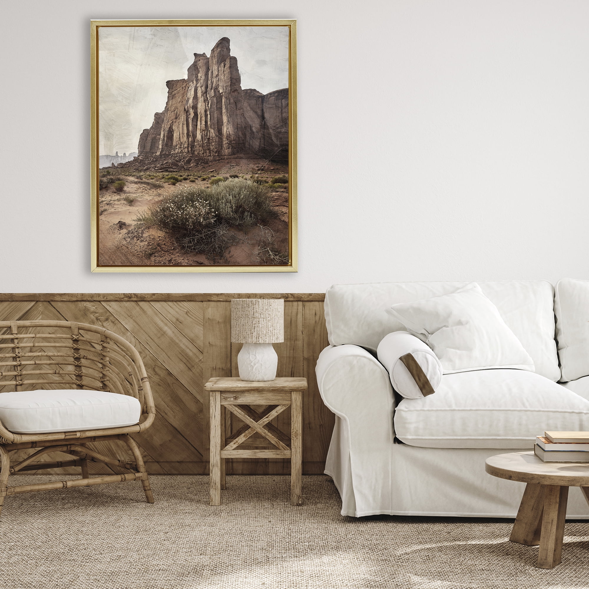 Stupell Industries Desolate Rock View Gold Framed Floater Canvas Wall Art, design by Kim Allen