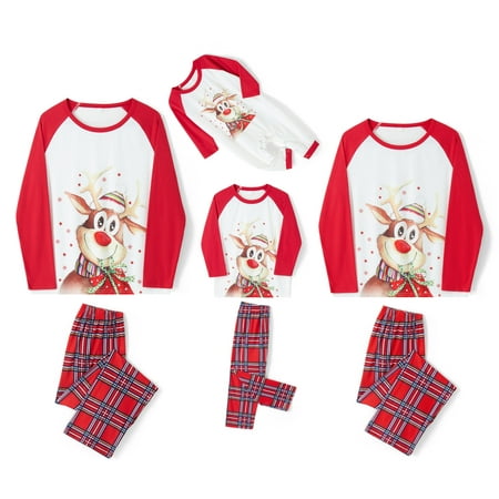

wybzd Christmas Pyjamas for Family Matching Cute Reindeer Holiday Sleepwear Xmas Pjs Set Nightwear for Men Women Kids