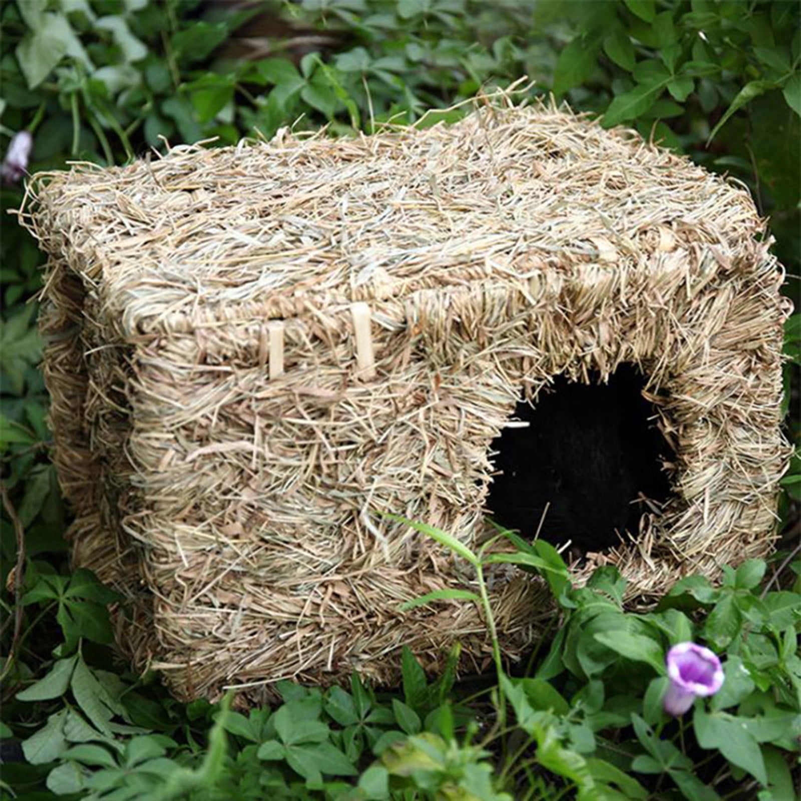 Bunny Grass House Natural Straw Woven Nest Tunnel Chew Toys for Hamsters