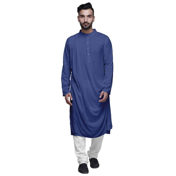 Atasi Long Kurta For Men Mandarin Collar Solid Cowl Drape Clothing