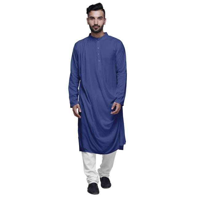 Atasi Kurta Long pour Hommes Col Mandarin Uni Drapé Vêtements