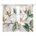 thumbnail image 2 of Flowers Leaves Semi Sheer Window Curtains 72 Inches Long, Farmhouse White Botanical Magnolia Retro Rod Pocket Voile Silky Chiffon Curtain Light Filtering Drapes for Living Room, 52"x72", 2 Panels, 2 of 9