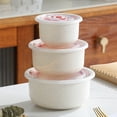 thumbnail image 1 of Fridja Food Storage Containers Set with Lids, 3 Size Reusable Stackable Snack Containers, Round Salad Fruits Meal Prep Container, Dishwasher, Microwave Box Bento (Beige), 1 of 5