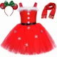thumbnail image 3 of Disfraz de Papá Noel y señora Claus para niños, ropa de fiesta navideña, atuendo rojo para niñas pequeñas, vestido con tutú navideño, sombrero y bufanda, 3 of 5