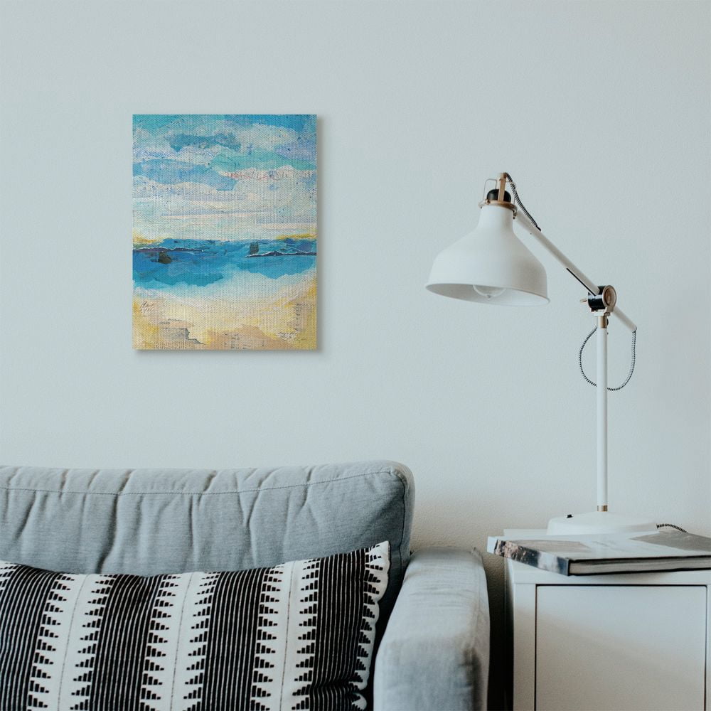 Stupell Industries Abstract Beach Coast Ocean Blue Collage Design Canvas Wall Art by Courtney Prahl
