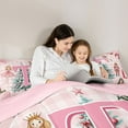 thumbnail image 4 of Homewish Initial T Letter Twin Bedding Sets 7-Piece for Kids, Cartoon Princess Elf Bedding Comforter Set, Pink Xmas Buffalo Plaid Reversible Sheet Sets, Luxury Bedroom Decor, 4 of 7