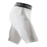 Shock Doctor Youth Boys Athletic Compression Shorts with Protective Flex Cup, White