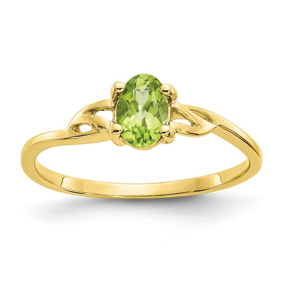 10K Yellow Gold Ring Band with Stones (08) August Peridot Oval Green