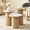 3pcs Natural, variant on 3-Piece Nesting Coffee Table Set, Modern Small Round Wood Side Tables, Fluted Drum Base, for Living Room Bedroom Apartment Small Space, Natual