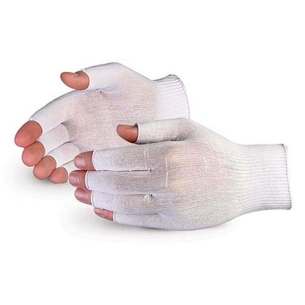 Sure Knit Seamless Knit Nylon Glove Liners, LintFree, HalfFinger, 12
