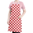 thumbnail image 5 of Red and White Checkered Pattern Apron-Garden Aprons for Women with Pockets-Cotton Linen Waterproof Kitchen Cooking Gardening Aprons Adjustable for Kitchen,Cooking,BBQ and Salon 33x27 Inch, 5 of 7