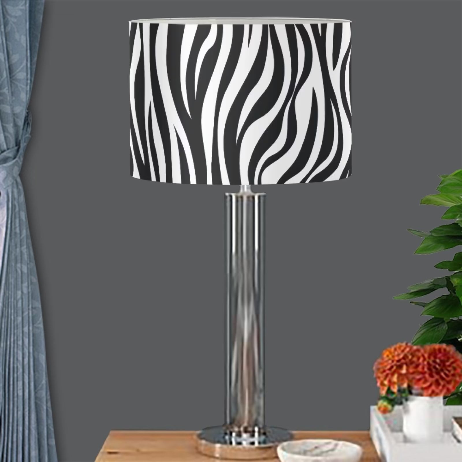 NETILGEN Classic Lampshade Zebra Pattern Drum Lamp Shade Black White