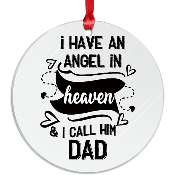 AatoeaX Memorial “Angel in Heaven - Dad” Ornament: Sentimental Tribute, Transparent Acrylic, Hanging Decor for Grieving, Remembrance & Father’s Day Gifts