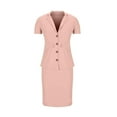thumbnail image 6 of Prdecexlu Womens Suits 2 Piece Set Business Skirt Suit Set Short Sleeve Blazer and Skirt Suit Set Casual Work Office Outfits Khaki S, 6 of 8