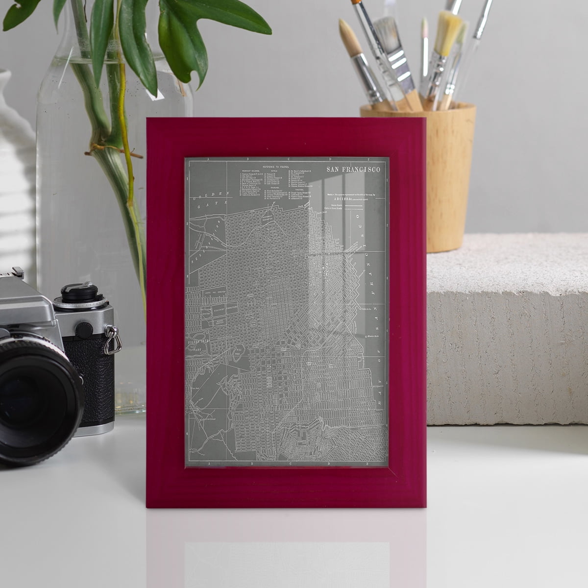 City Map of San Francisco -Framed Print w/glass-Cherry Red