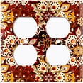 thumbnail image 3 of Metal Light Switch Plate Cover Colorful Black Red Mandala Flower Tile Pattern MDL027, 3 of 13