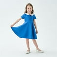 thumbnail image 2 of Fall Dresses,Girls Dress Short Sleeve Print Casual Playwear Outfit,Dresses,Z01 Blue,5-6 Years, 2 of 9