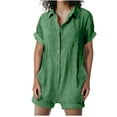 thumbnail image 2 of Fankiway Combinaison Chemise en Coton et Lin à Manches Courtes pour Femmes, 2 of 6