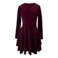 thumbnail image 5 of Pompotops Women Fashion Solid Color Sexy V Neck Ruffle Long Sleeve Dress, 5 of 5