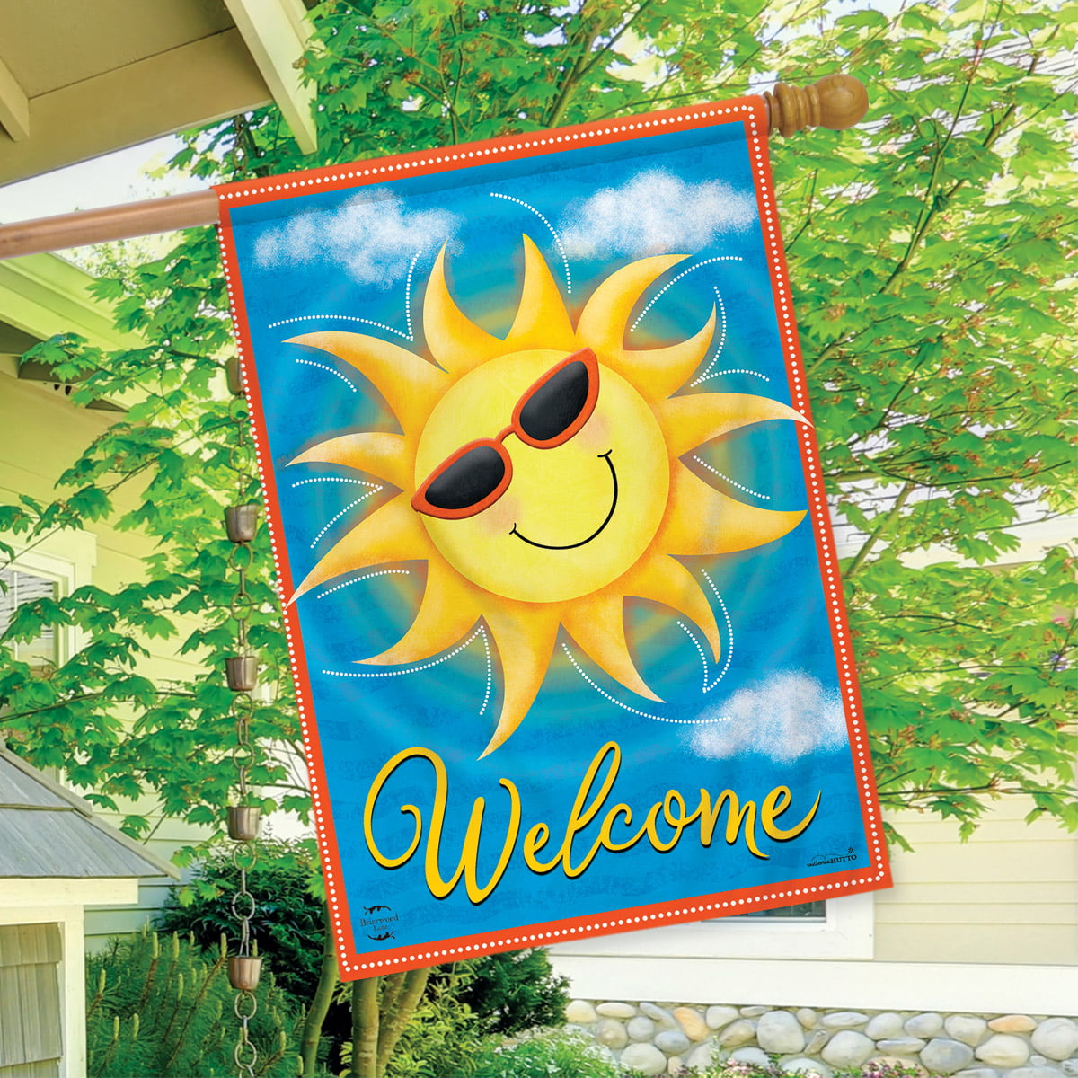 Summer Sunshine Welcome House Flag Sunglasses 28" x 40" Briarwood Lane 