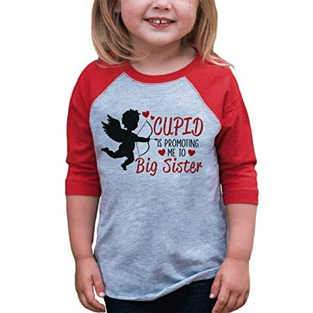 

Custom Party Shop Girl s Big Sister To Be Valentine s T-shirt Red Raglan